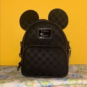 Loungefly Disney Mickey Ear Checkerboard l Mini Backpack/Crossbody. NWT